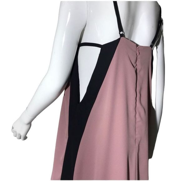 New Tobi Color Block Mauve & Black Long Sheath Maxi Dress Medium - Picture 7 of 8